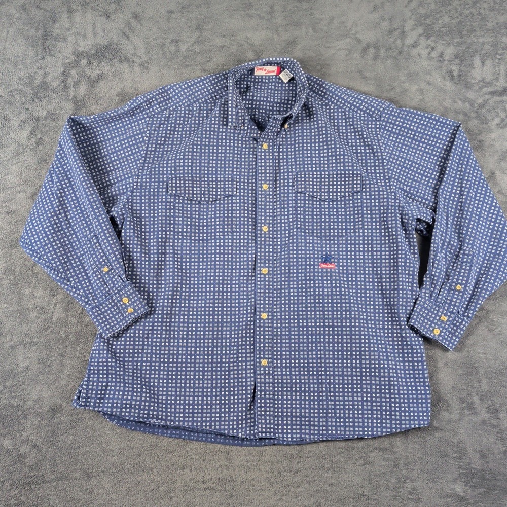 Tony Lama XL Western Apparel Button Up Long Sleeve Blue Shirt